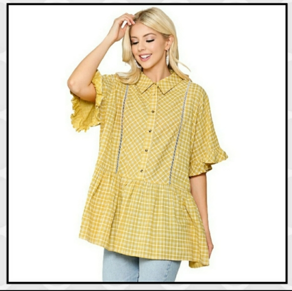 💛NWT Umgee Flouncy Yellow Top - Picture 2 of 5